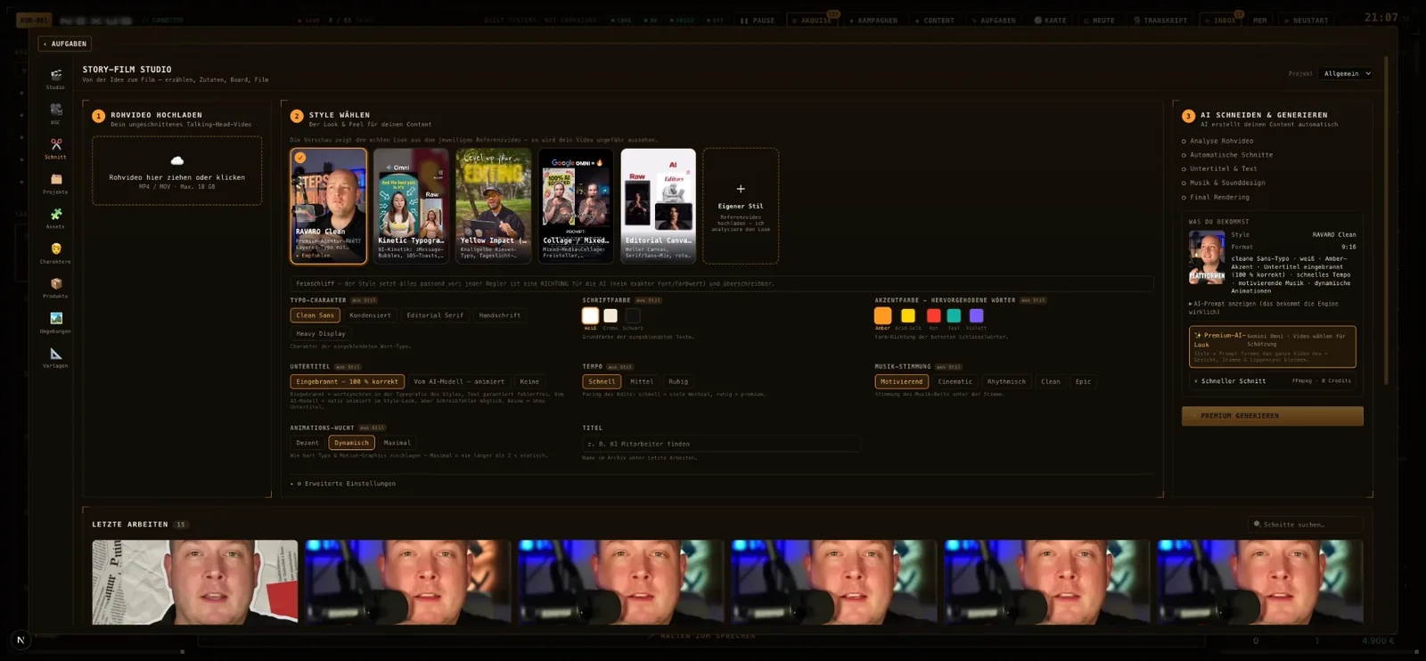 NEXUS reel editor — raw video, chosen style, auto-cut